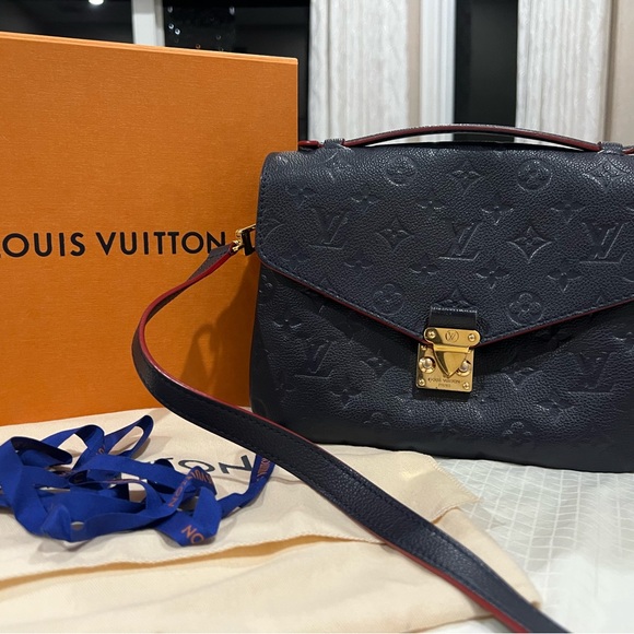 Louis Vuitton Handbags - Louis Vuitton Black Embossed Monogram Pochette Metis with Gold Hardware